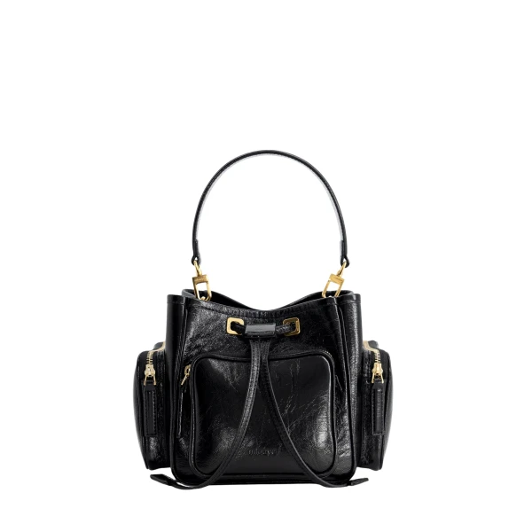 Mlouye Quad - Crinkled Black Bag a Architectural Leather Handbag in Black at  Luxury Handbags Luxury