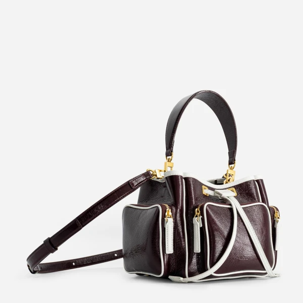 Mlouye Quad - Crinkled Bordeaux & White Bag a Architectural Leather Handbag in Red at  Luxury Handbags Luxury