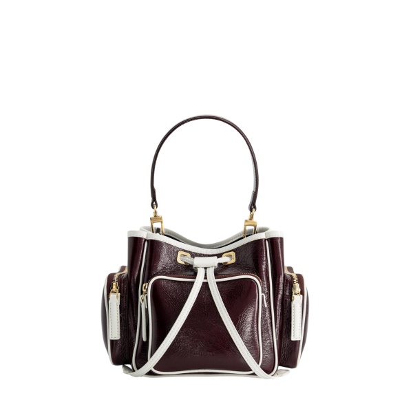 Mlouye Quad - Crinkled Bordeaux & White Bag a Architectural Leather Handbag in Red at  Luxury Handbags Luxury
