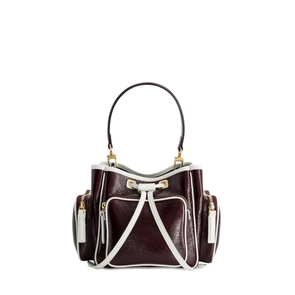 Mlouye Quad - Crinkled Bordeaux & White Bag a Architectural Leather Handbag in Red at  Luxury Handbags Luxury
