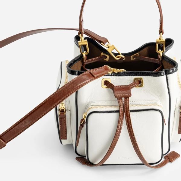 Mlouye Quad - Crinkled White Bag a Architectural Leather Handbag in White at  Luxury Handbags Luxury
