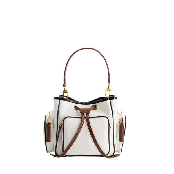 Mlouye Quad - Crinkled White Bag a Architectural Leather Handbag in White at  Luxury Handbags Luxury