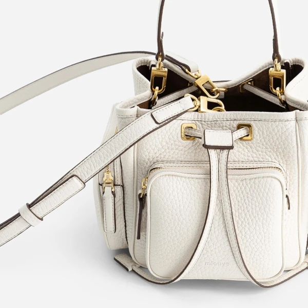 Mlouye Quad - Grained Cream Bag a Architectural Leather Handbag in Ivory at  Luxury Handbags Luxury