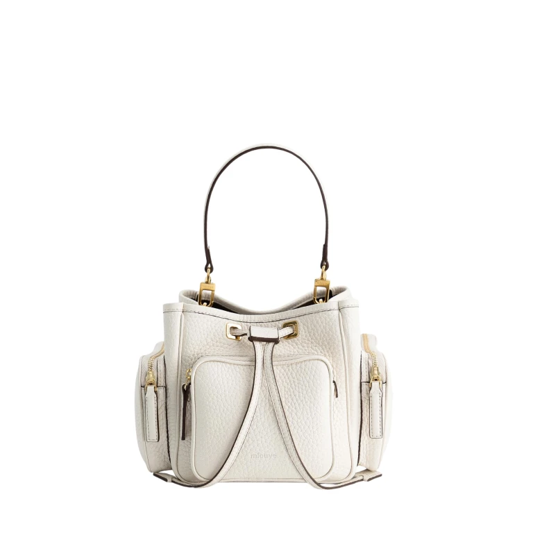 Mlouye Quad - Grained Cream Bag a Architectural Leather Handbag in Ivory at  Luxury Handbags Luxury