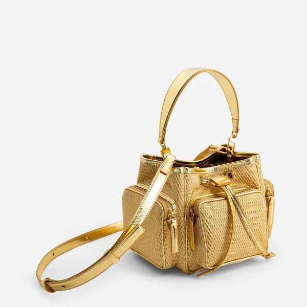Mlouye Quad - Metallic Gold Bag a Architectural Leather Handbag in Gold at  Luxury Handbags Luxury