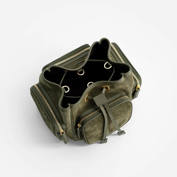 Mlouye Quad - Suede Khaki Bag a Architectural Leather Handbag in Green at  Luxury Handbags Luxury