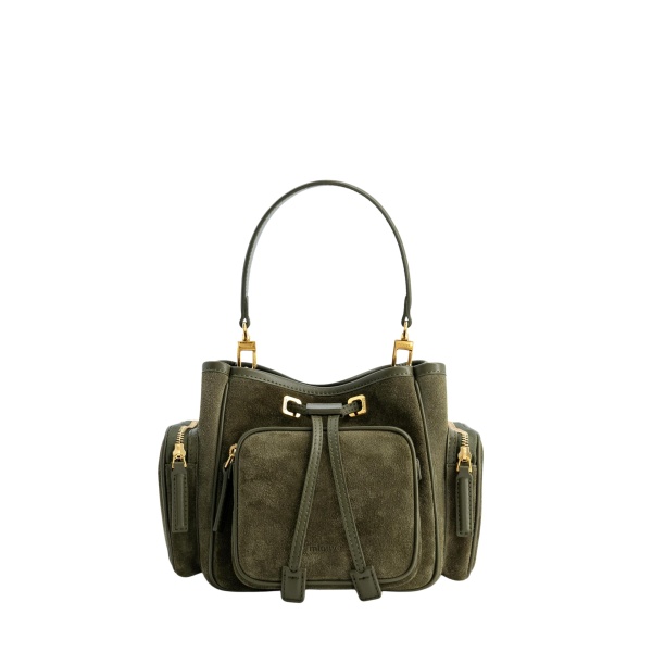 Mlouye Quad - Suede Khaki Bag a Architectural Leather Handbag in Green at  Luxury Handbags Luxury