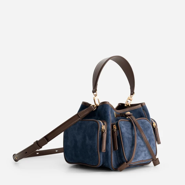 Mlouye Quad - Suede Marine Bag a Architectural Leather Handbag in Blue at  Luxury Handbags Luxury