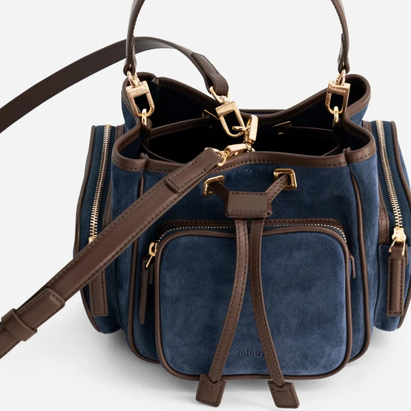 Mlouye Quad - Suede Marine Bag a Architectural Leather Handbag in Blue at  Luxury Handbags Luxury