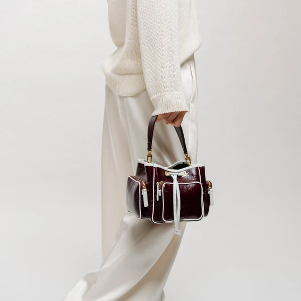 Mlouye Quad - Crinkled Black Bag a Architectural Leather Handbag in Black at  Luxury Handbags Luxury
