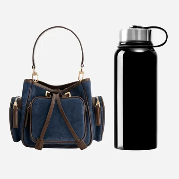 Mlouye Quad - Suede Marine Bag a Architectural Leather Handbag in Blue at  Luxury Handbags Luxury