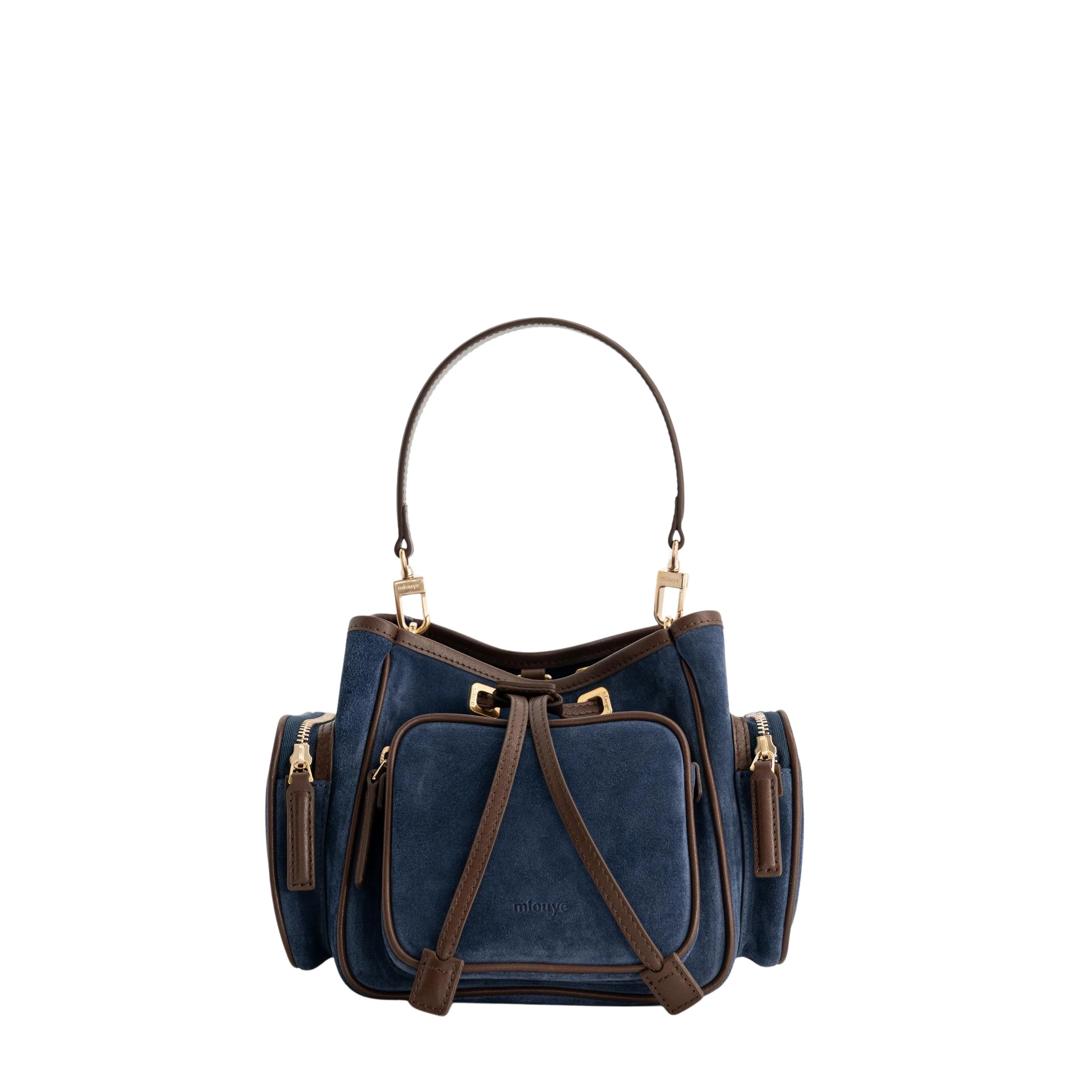 mlouye-Quad-Suede-Marine-Bags72795_nobg Mlouye Quad - Suede Marine Bag a Architectural Leather Handbag in Blue at Luxury Handbags Luxury