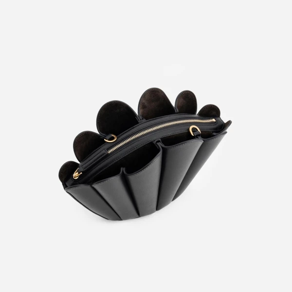 Mlouye Seashell Crossbody - Black Bag a Architectural Leather Handbag in Black at  Luxury Handbags Luxury