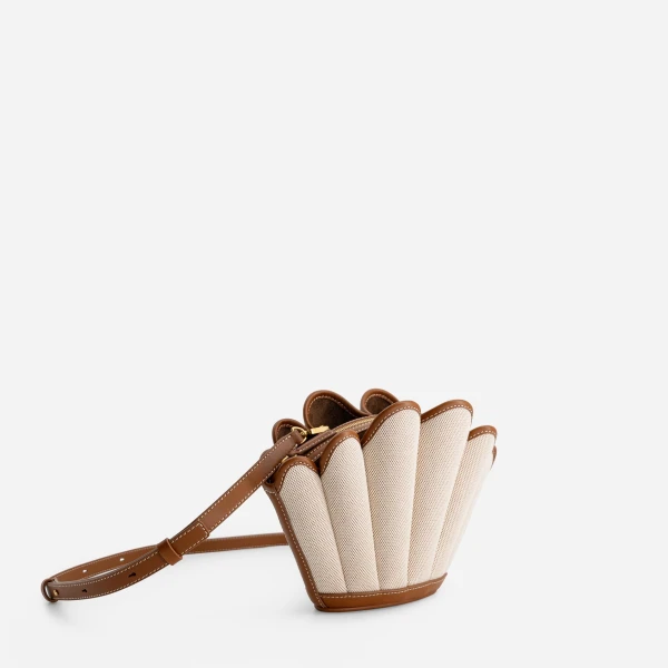 Mlouye Seashell Crossbody - Canvas Bag a Architectural Leather Handbag in Beige at  Luxury Handbags Luxury