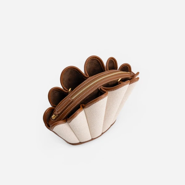 Mlouye Seashell Crossbody - Canvas Bag a Architectural Leather Handbag in Beige at  Luxury Handbags Luxury