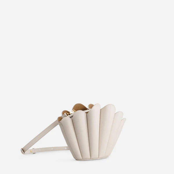 Mlouye Seashell Crossbody - Dove Bag a Architectural Leather Handbag in White at  Luxury Handbags Luxury