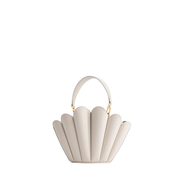Mlouye Seashell Crossbody - Dove Bag a Architectural Leather Handbag in White at  Luxury Handbags Luxury