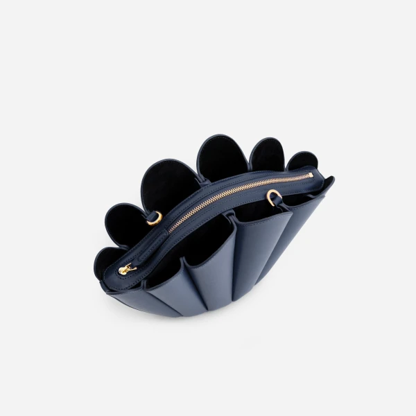 Mlouye Seashell Crossbody - Navy Bag a Architectural Leather Handbag in Blue at  Luxury Handbags Luxury