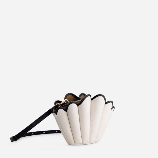 Mlouye Seashell Crossbody - Off White Bag a Architectural Leather Handbag in Ivory at  Luxury Handbags Luxury
