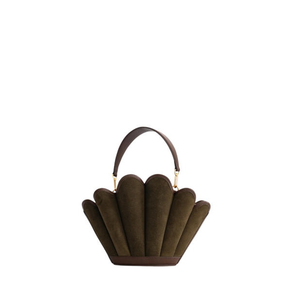 Mlouye Seashell Crossbody - Suede Moss Bag a Architectural Leather Handbag in Brown at  Luxury Handbags Luxury