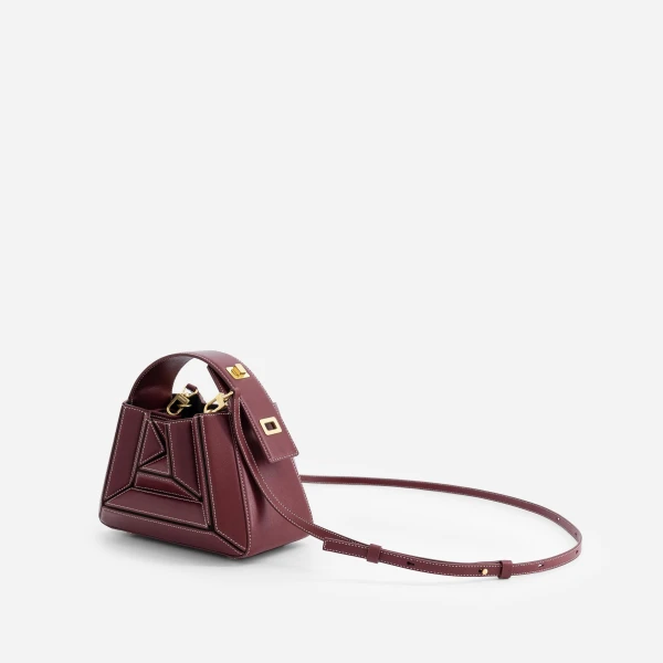 Mlouye Sera Mia - Bordeaux Bag a Architectural Leather Handbag in Red at  Luxury Handbags Luxury