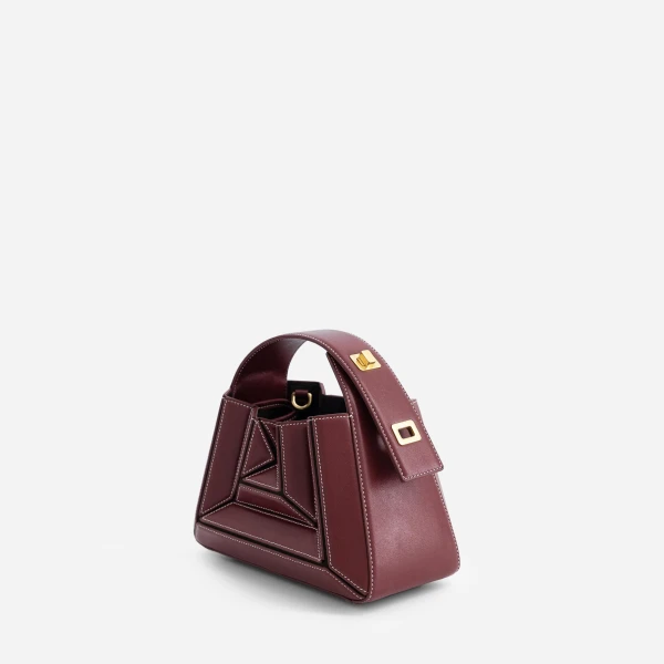 Mlouye Sera Mia - Bordeaux Bag a Architectural Leather Handbag in Red at  Luxury Handbags Luxury