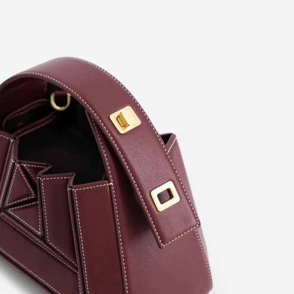 Mlouye Sera Mia - Bordeaux Bag a Architectural Leather Handbag in Red at  Luxury Handbags Luxury