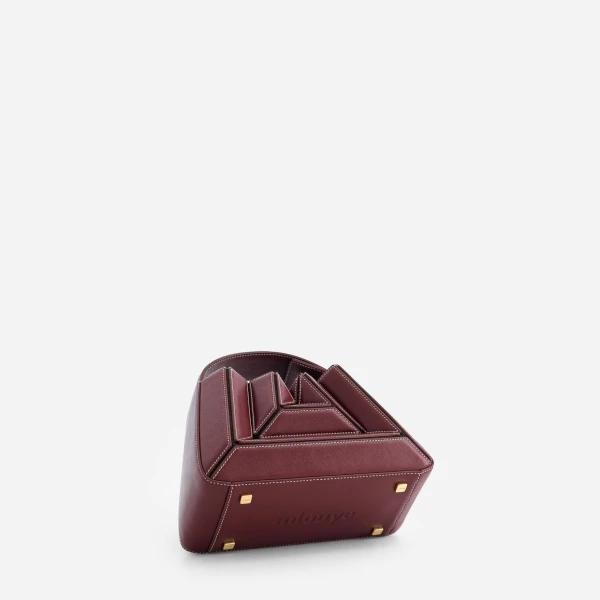 Mlouye Sera Mia - Bordeaux Bag a Architectural Leather Handbag in Red at  Luxury Handbags Luxury