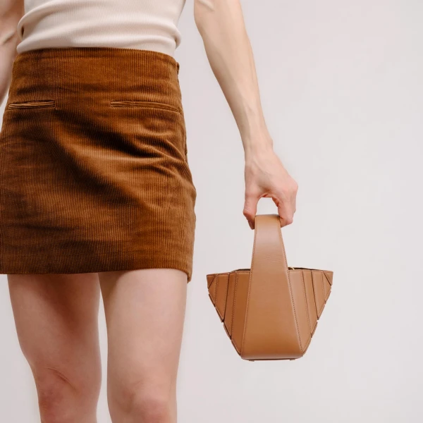 Mlouye Sera Mia - Suede Espresso Bag a Architectural Leather Handbag in Brown at  Luxury Handbags Luxury