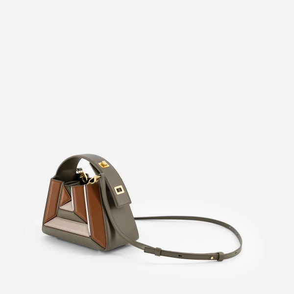Mlouye Sera Mia - Camo Bag a Architectural Leather Handbag in Brown at  Luxury Handbags Luxury