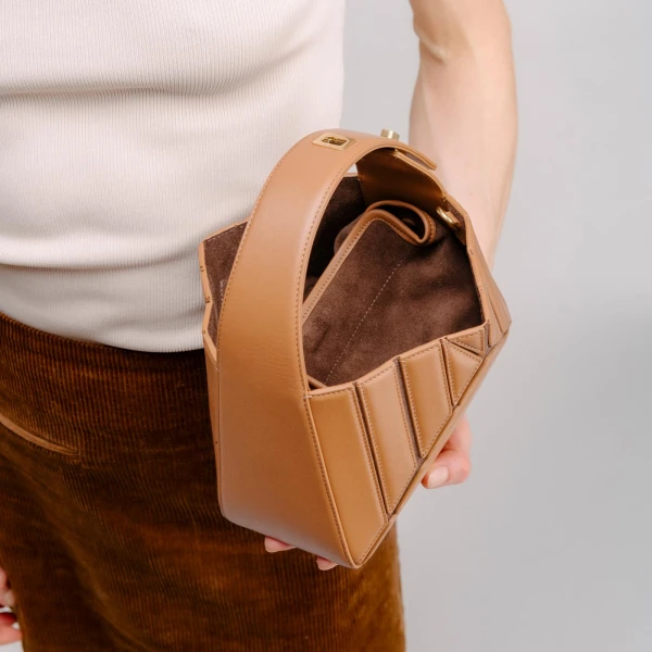 Mlouye Sera Mia - Espresso Bag a Architectural Leather Handbag in Brown at  Luxury Handbags Luxury