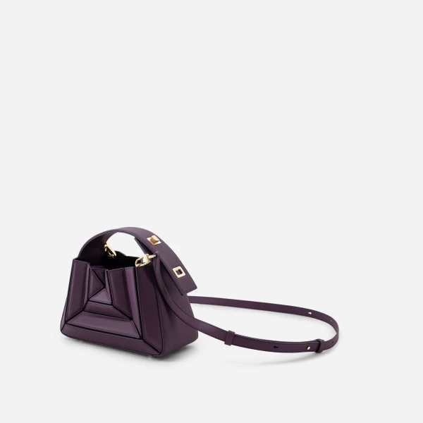 Mlouye Sera Mia - Dark Grapes Bag a Architectural Leather Handbag in Brown at  Luxury Handbags Luxury