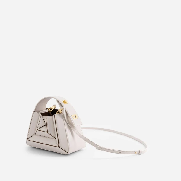 Mlouye Sera Mia - Dove Bag a Architectural Leather Handbag in White at  Luxury Handbags Luxury