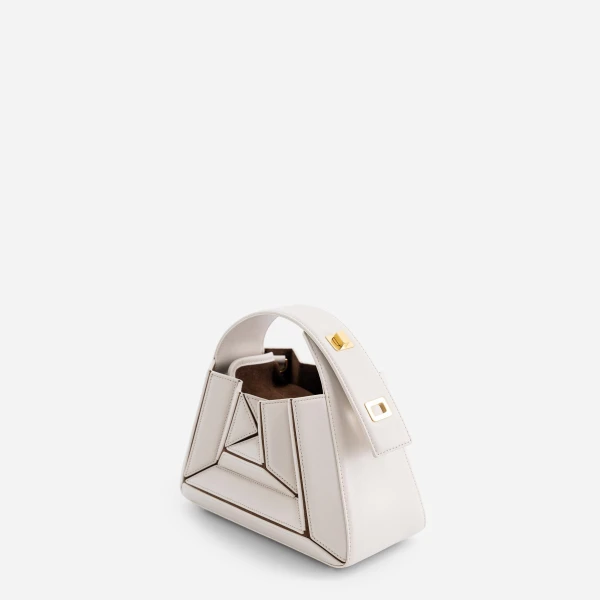 Mlouye Sera Mia - Dove Bag a Architectural Leather Handbag in White at  Luxury Handbags Luxury