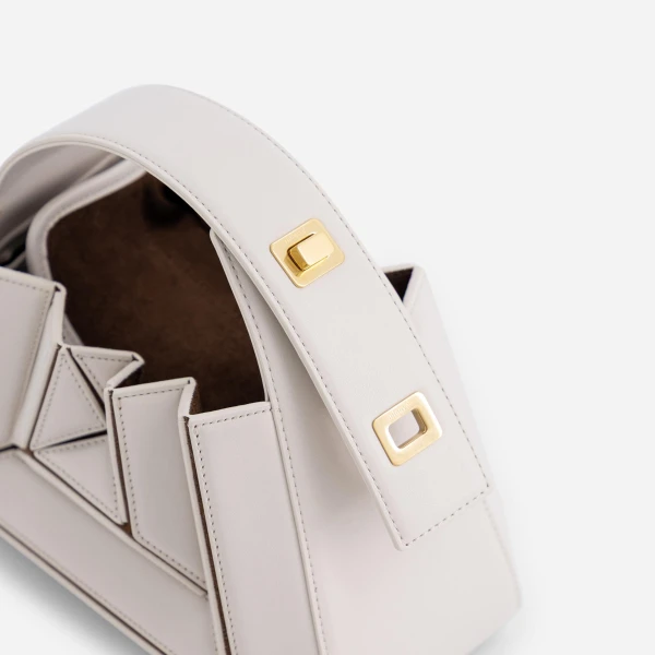 Mlouye Sera Mia - Dove Bag a Architectural Leather Handbag in White at  Luxury Handbags Luxury