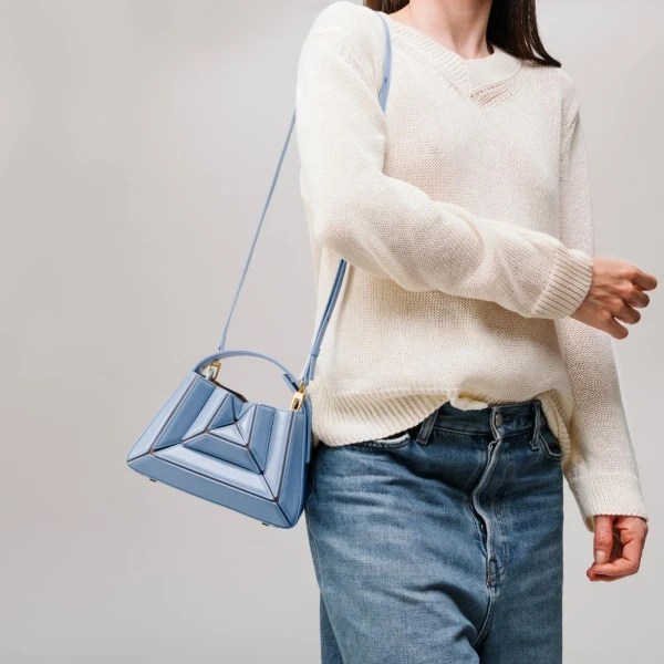 Mlouye Sera Mia - Naplak Navy Bag a Architectural Leather Handbag in Blue at  Luxury Handbags Luxury