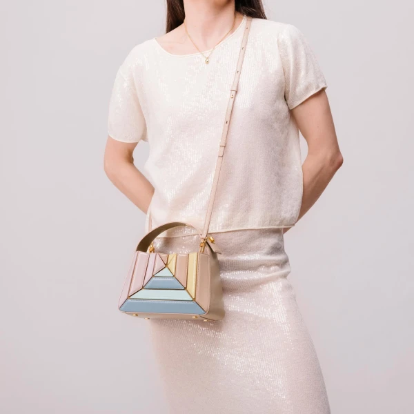 Mlouye Sera Mia - Suede Moss Bag a Architectural Leather Handbag in Brown at  Luxury Handbags Luxury