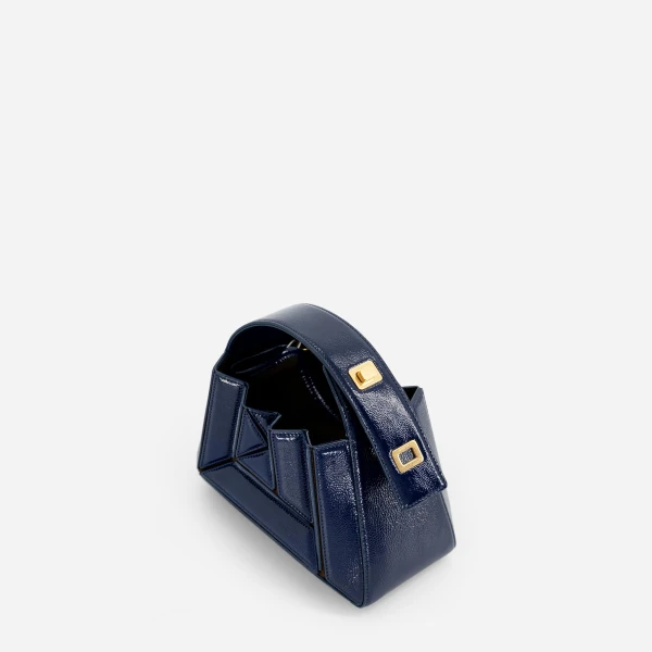 Mlouye Sera Mia - Naplak Navy Bag a Architectural Leather Handbag in Blue at  Luxury Handbags Luxury