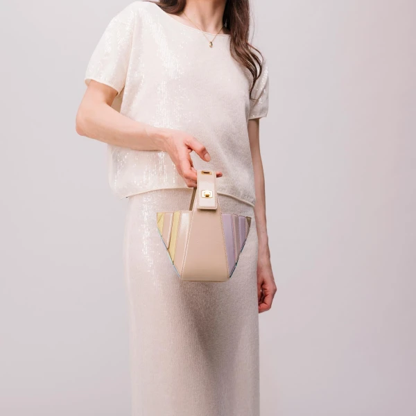 Mlouye Sera Mia - Suede Moss Bag a Architectural Leather Handbag in Brown at  Luxury Handbags Luxury