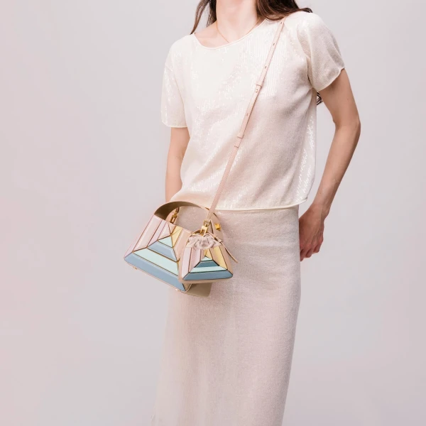 Mlouye Sera Mia - Suede Moss Bag a Architectural Leather Handbag in Brown at  Luxury Handbags Luxury