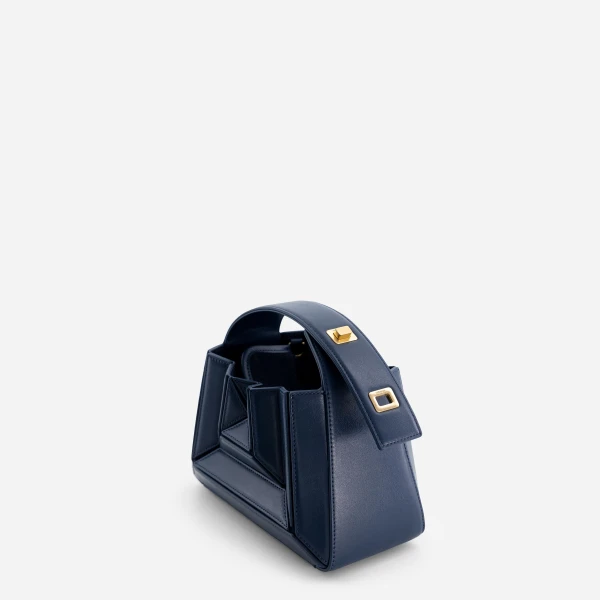 Mlouye Sera Mia - Navy Bag a Architectural Leather Handbag in Blue at  Luxury Handbags Luxury