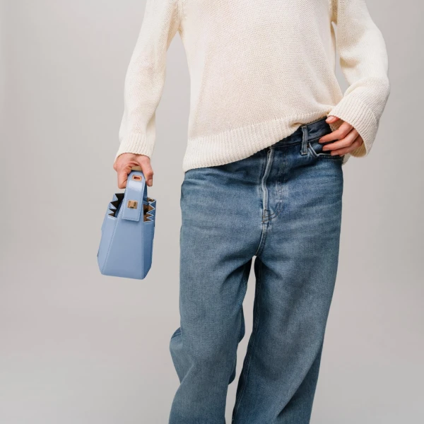 Mlouye Sera Mia - Naplak Navy Bag a Architectural Leather Handbag in Blue at  Luxury Handbags Luxury