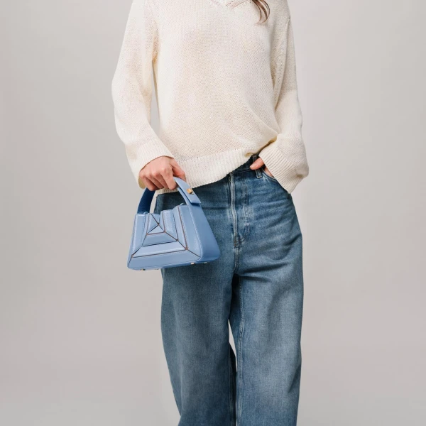 Mlouye Sera Mia - Naplak Navy Bag a Architectural Leather Handbag in Blue at  Luxury Handbags Luxury
