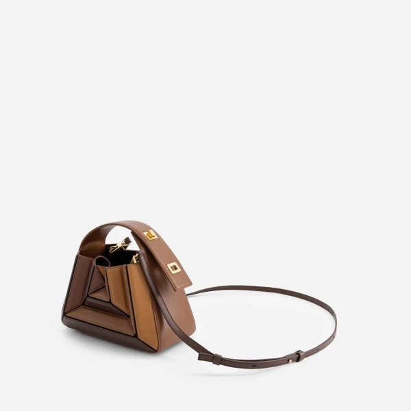 Mlouye Sera Mia - Praline Bag a Architectural Leather Handbag in Brown at  Luxury Handbags Luxury