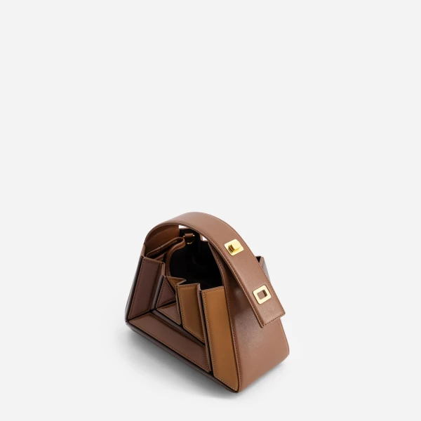 Mlouye Sera Mia - Praline Bag a Architectural Leather Handbag in Brown at  Luxury Handbags Luxury