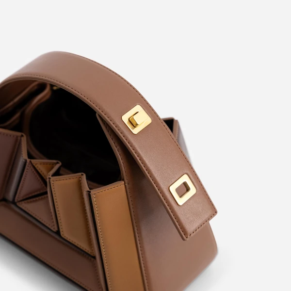 Mlouye Sera Mia - Praline Bag a Architectural Leather Handbag in Brown at  Luxury Handbags Luxury