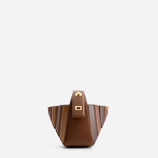 Mlouye Sera Mia - Praline Bag a Architectural Leather Handbag in Brown at  Luxury Handbags Luxury