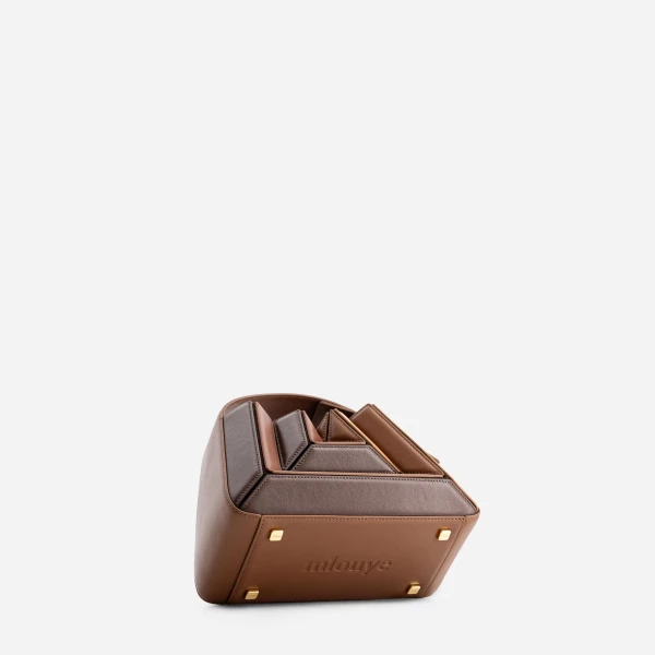 Mlouye Sera Mia - Praline Bag a Architectural Leather Handbag in Brown at  Luxury Handbags Luxury