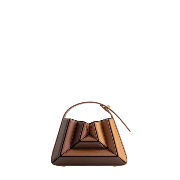 Mlouye Sera Mia - Praline Bag a Architectural Leather Handbag in Brown at  Luxury Handbags Luxury