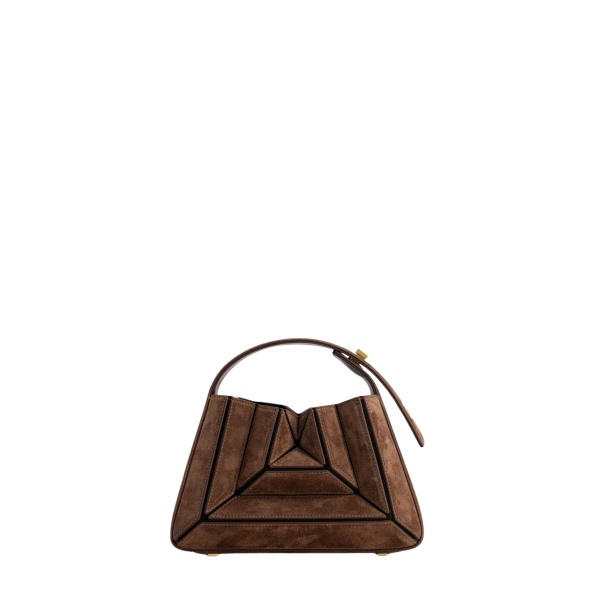 Mlouye Sera Mia - Suede Espresso Bag a Architectural Leather Handbag in Brown at  Luxury Handbags Luxury